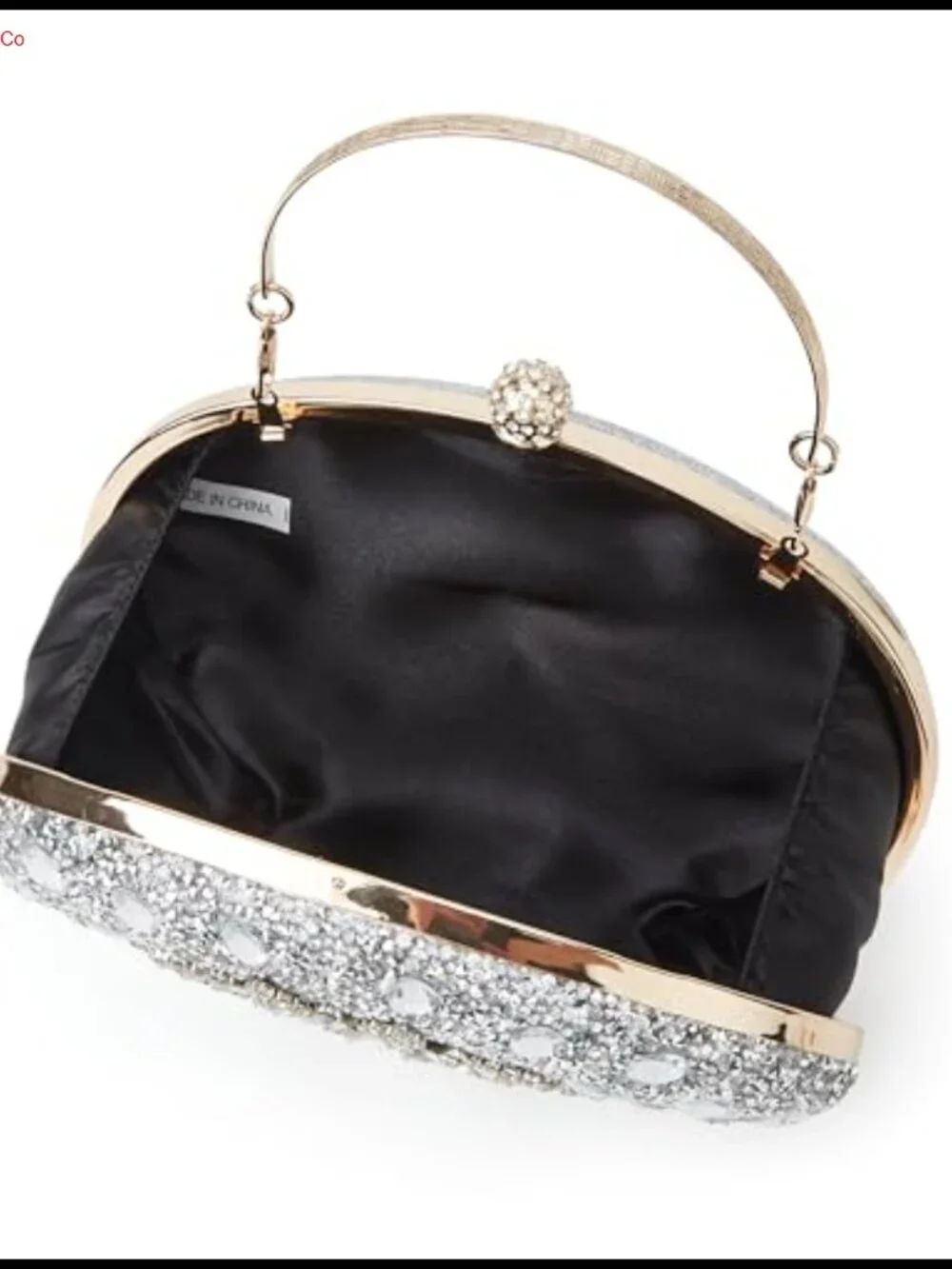 Sparkly Rhinestone Evening Clutch with Chain Push Lock Retro Party Bag
